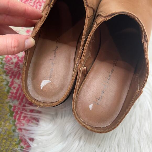 Revolve House of Harlow Brown Leather Slip On Heeled Mule 7.5 Western - Picture 6 of 9